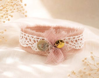 Dusty Pink Baptism Bracelet Favor | Lace Martyrika Bracelet | Greek Christening | Rozela