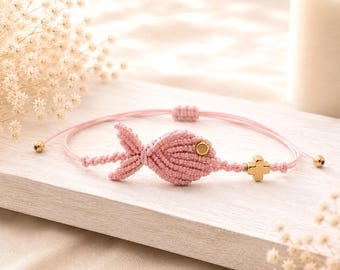 10 Macrame Fish Bracelet | Greek Christening Favor | Boho Martyrika | Tiny Wish Fish