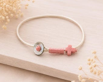 10 Greek Baptism Bracelets | Martyrika | Orthodox Christening Favor | Pink Baptism Bracelet | Blush Pearl