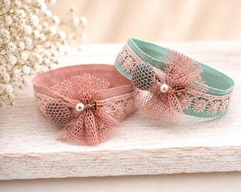 Greek Baptism Martyrika Bracelet | Dusty Pink Lace Christening Favor | Martirika | Blossoms