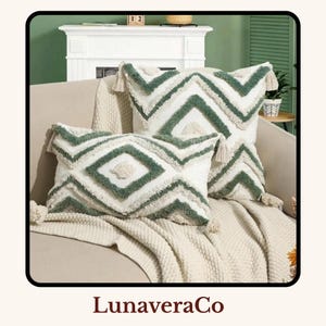 Boho Moroccan Tufted Pillow Cover: Handmade Rustic Throw Pillow