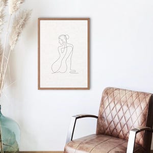 Minimalist Woman Line Art Print: Modern Female Figure (Digital Download)