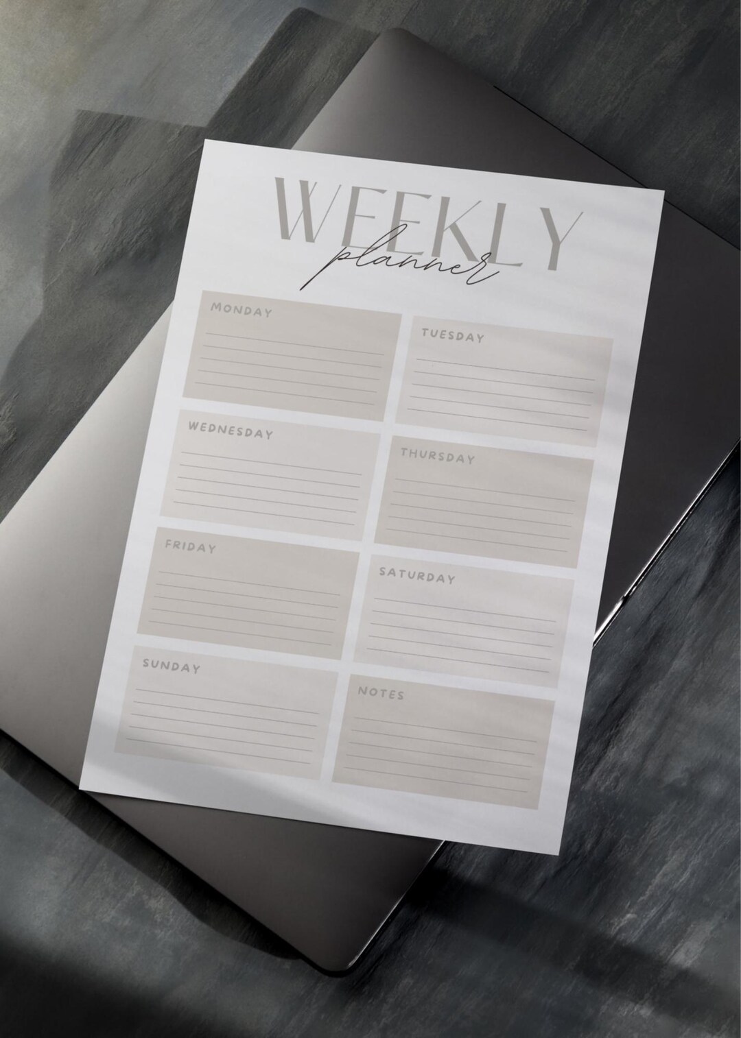 Minimalist Weekly Planner Printable: Neutral Beige Undated PDF (A4, A5 ...