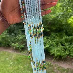 Gorgeous tie on African waist beads, waist beads with crystals, luxury African waist beads, body jewelry,