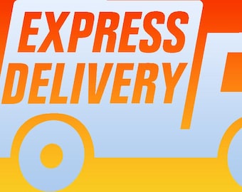 May include: A stylized image of a delivery truck in white, with the words "EXPRESS DELIVERY" in orange. The background transitions from yellow to orange, suggesting speed and urgency.