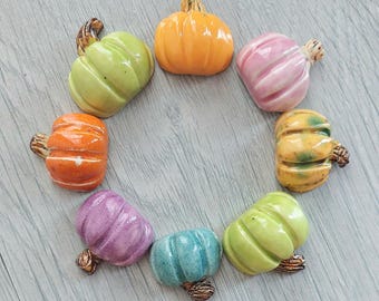 Handcrafted Pumpkin Ceramic Fridge Magnets / Small ceramic artwork decor / Realistic fruit art