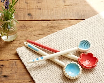 Unique Ceramic Coffee Scoop, Salt Spoon or Decorative Tea Stirrer • Hand Built Pottery • Rustic design ceramics