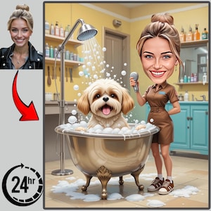 Custom Caricature Pet Portrait, Custom Cartoon Pet Portrait, Dog Caricature Portrait Cat, Wall Art for Pet Lovers, Pet Digital Downloads.