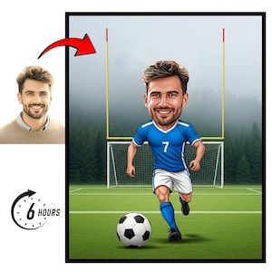 Custom Football Player Caricature – Personalized Sports Cartoon Gift”