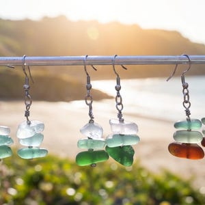Handgjorda örhängen i autentiskt havsglas – Little Stacks Collection