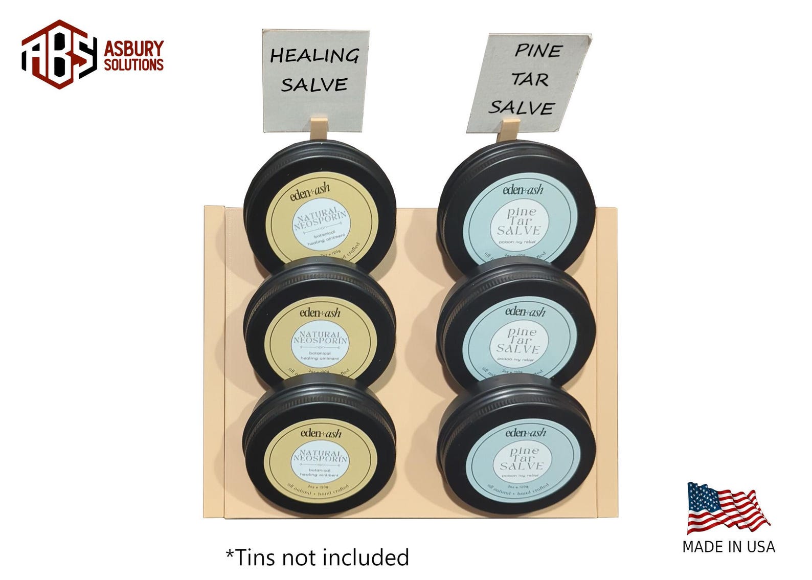2 oz Tin Display Shelf – Countertop Retail Rack for Balms & Salves