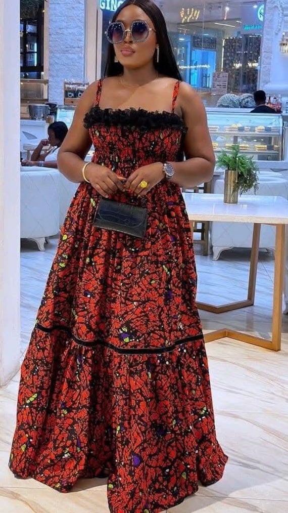 knee length dresses for ladies Curvy Ankara Maxi Dress - Plus Size Fashion