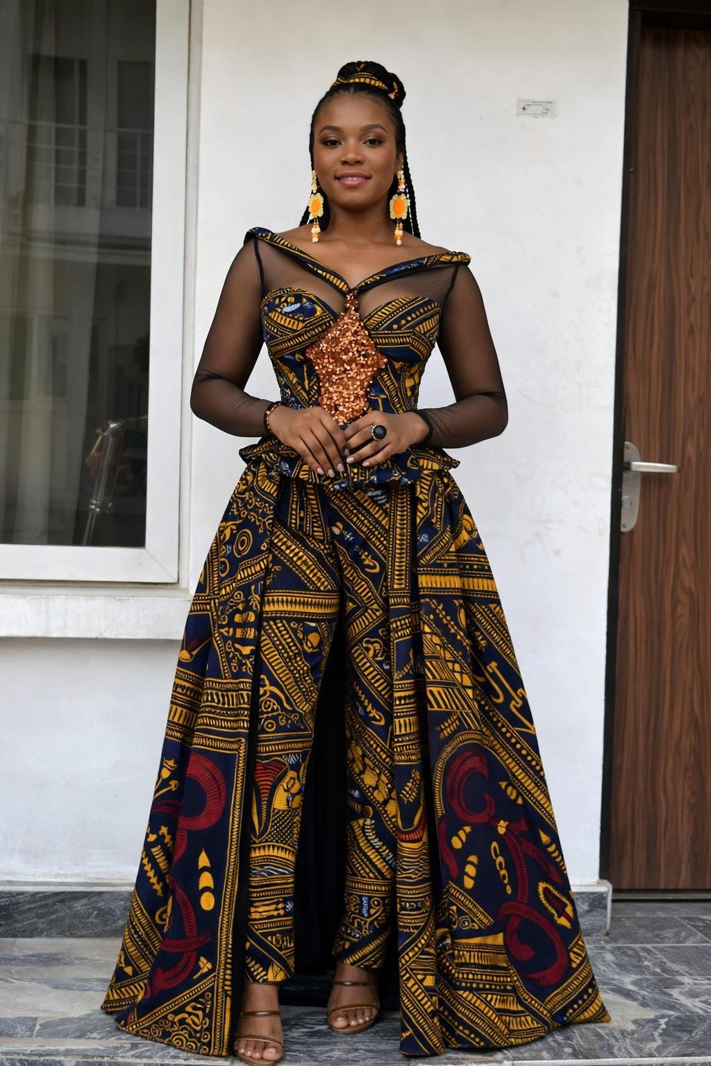 sachin and babi light blue dress Ghana Engagement Dress