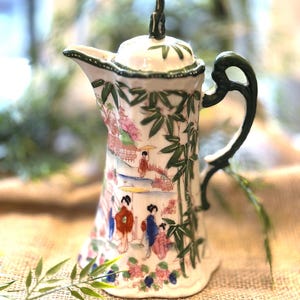 Elegant Vintage Hand Painted Japanese Bone China Chocolate Pot Coffee Tea Pot