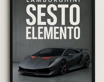 Lamborghini Sesto Elemento Poster: Modern Supercar Garage Art (Digital Download)
