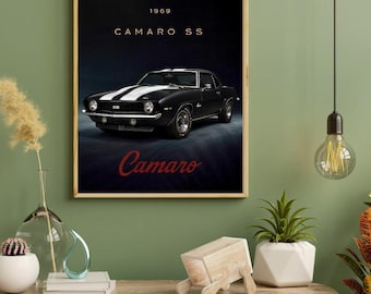 Camaro SS 1969 Poster: Classic Muscle Car Wall Art (Digital Download)