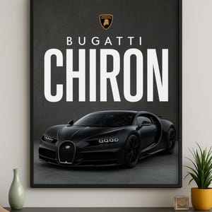 Bugatti Chiron Hypercar Poster: Modern Car Enthusiast Wall Art (Digital Download