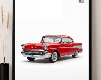 1957 Chevrolet Bel Air Poster, Classic American Car Wall Art, Chevy Print, Digital Download