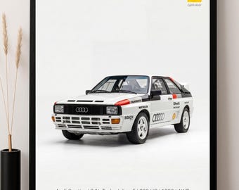 Audi Quattro 1980 Poster, Classic Rally Car Wall Art,  AWD Turbo Print, Digital Download