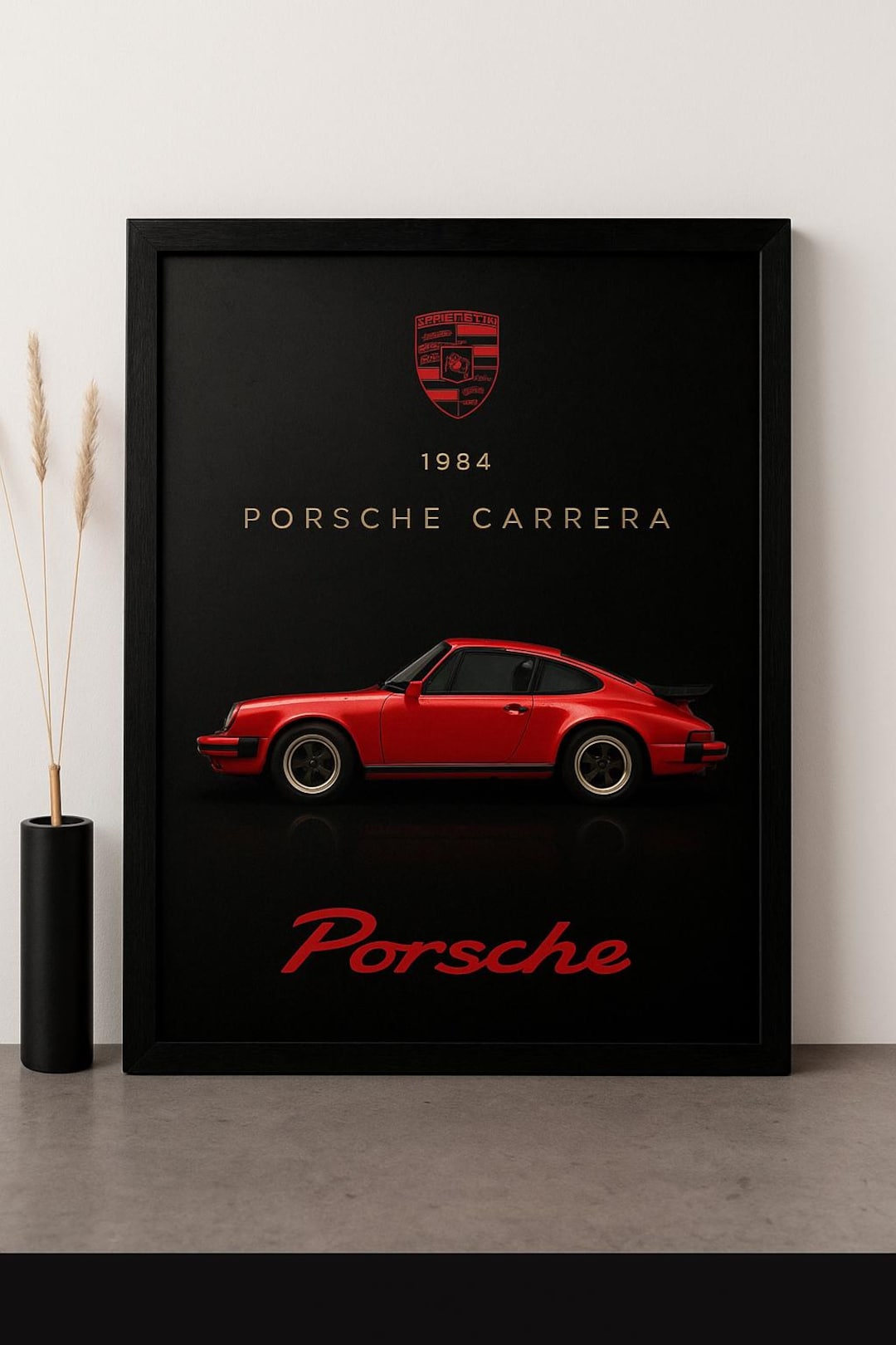 Red Porsche 911 Carrera Poster: Vintage Sports Car Art (digital