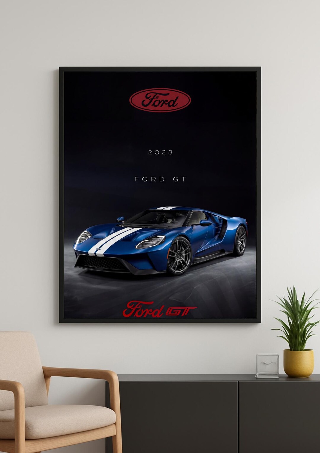 Ford GT 2023 Supercar Poster Modern American Hypercar Wall Art Digital ...