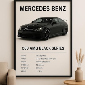 Mercedes-Benz C63 AMG Black Series Poster: Luxury Car Wall Art (Digital Download)