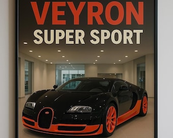 Bugatti Veyron Super Sport Poster: Luxury Car Wall Art, Framed