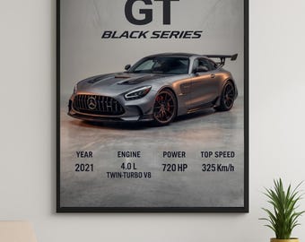 Mercedes-AMG GT Black Series Poster, Supercar Wall Art, Luxury Car Decor, Digital Download