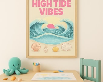 Beach Nursery Wall Art Printable | Ocean Wave Poster for Coastal Toddler Room