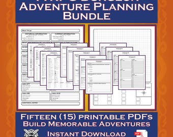 TTRPG Dungeon Adventure Planning Bundle | One-Shots, Side Quests & Encounter Design | 15 Printable PDFs