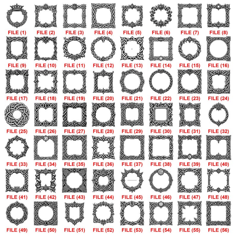De File Place Rouge Collection de cadres noeud celtique : fichiers PNG SVG pour Cricut ...