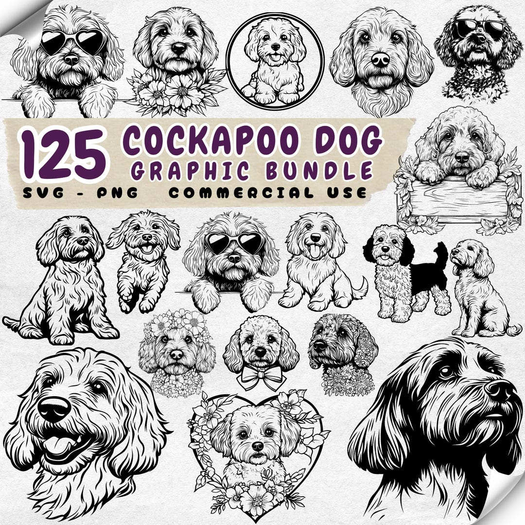 Cockapoo Dog Graphic Bundle: SVG PNG Files for Cricut (commercial Use ...