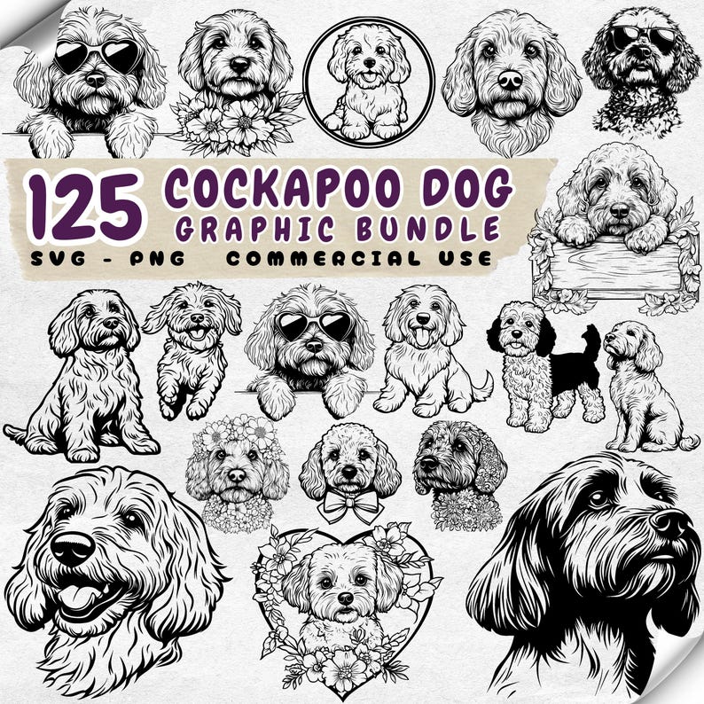 Cockapoo Dog Graphic Bundle: SVG PNG Files for Cricut (commercial Use ...