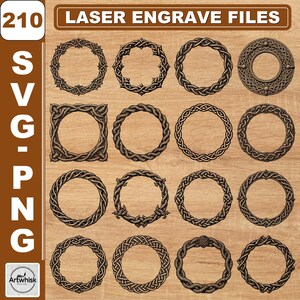 Celtic Oval Knot Frames Collection Laser Engrave File: Coaster & Wall Art Templates (SVG,PNG) Commercial Use