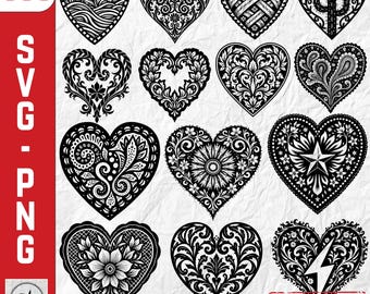 Filigree Heart Western Tooled Leather Style Clipart: SVG PNG Files (Commercial Use)