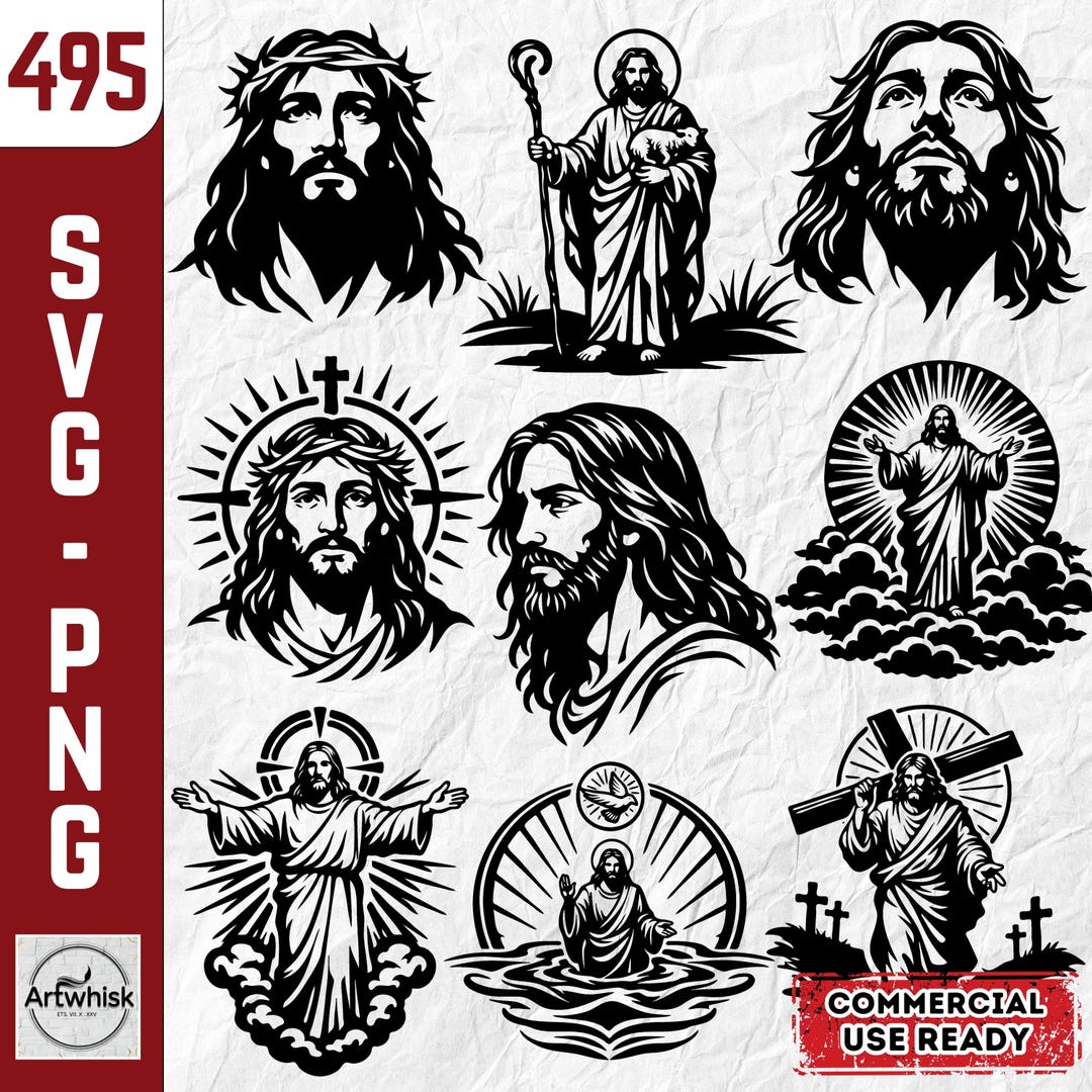 Jesus Christ SVG Bundle: Faith Cross Clipart, Religious Design (instant ...