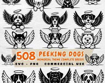 Hunde-Denkmal SVG: Hunde in den Wolken spähen (kommerzielle Nutzung, Sofort-Download