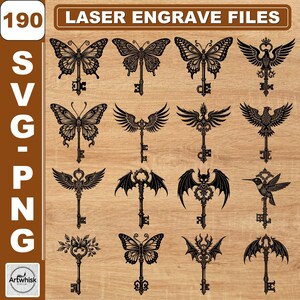 Vintage Keys Laser Engrave File: Coaster & Wall Art Templates (SVG,PNG) Commercial Use