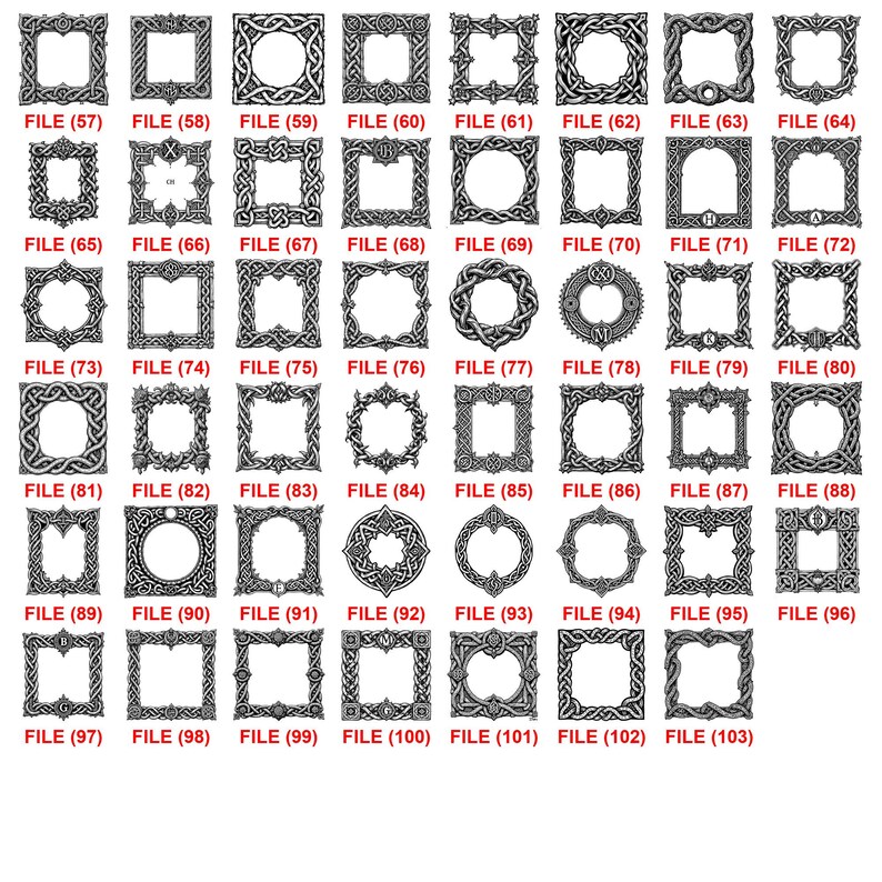 De File Place Rouge Collection de cadres noeud celtique : fichiers PNG SVG pour Cricut ...