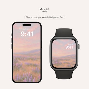 Meadow Painting Digital Wallpaper Set: Phone & Apple Watch Backgrounds (Instant Download