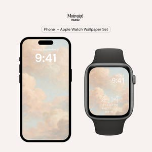 Aesthetic Phone & Apple Watch Wallpaper Set – 4 Digital Downloads, Minimal Calm Backgrounds, Instant Download