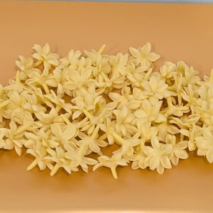 Thai Jasmine Blossom Clay Flowers Beads, Bloom Light Yellow Pikake Hawaiian Flowers for Lei, Jewelry Making, Garland, DIY Clay Craft Supply