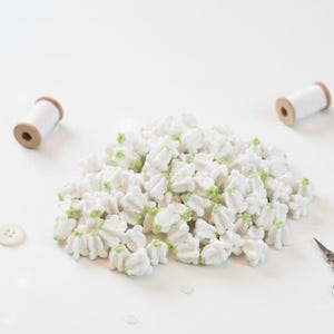 White Crown Flower Clay Beads for DIY Leis, Purse Charms and Jewelry - 100 pcs