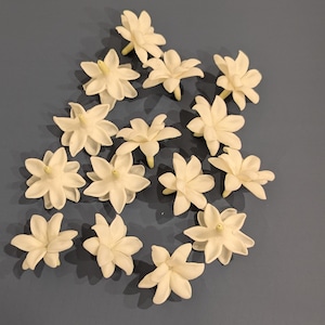 Thai Jasmine Blossom Clay Flowers Beads, Bloom White Pikake Hawaiian Flowers for Lei, Jewelry Making, Garland, Handcraft Clay Craft Supplies