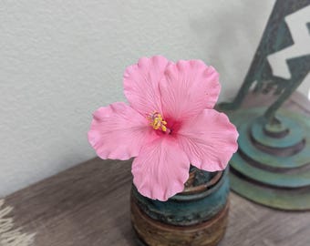 Juego de 3, Orejas de Hibisco de Arcilla, Horquilla para el Cabello / Baile Hula 11,5 cm de ancho