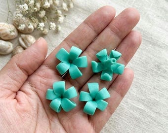 Puakenikeni Clay Flower Beads, Teal Blue, Hawaiian Lei, Jewelry Making