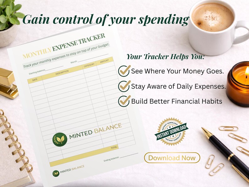 Monthly Expense Tracker Printable | Simple Expense Tracker for ...