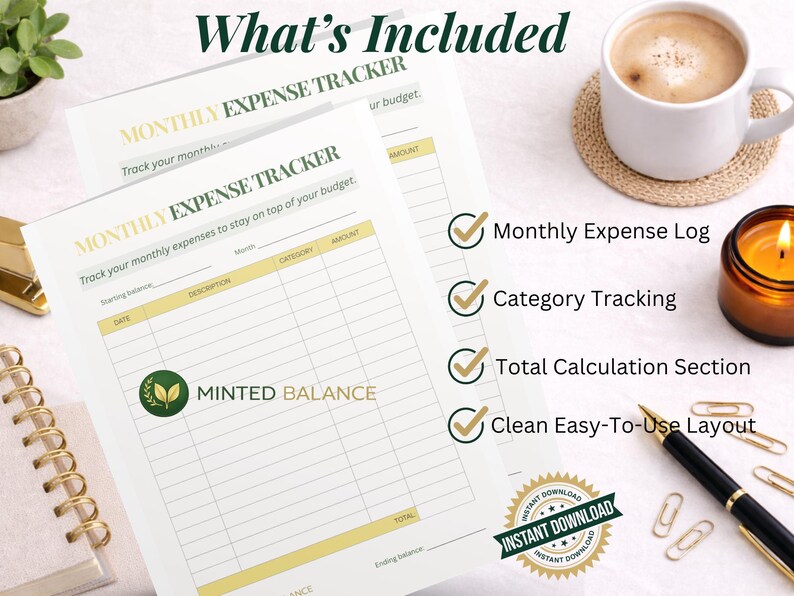 Monthly Expense Tracker Printable | Simple Expense Tracker for ...