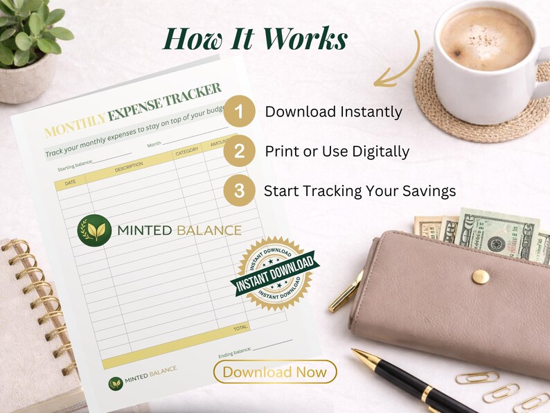 Monthly Expense Tracker Printable | Simple Expense Tracker for ...