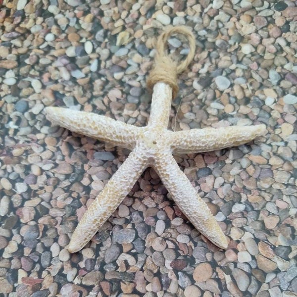 STARFISH ORNAMENT JUTE- Ceramic Faux Starfish-Hand Crafted-Shabby Chic-Beach Cottage-Coastal